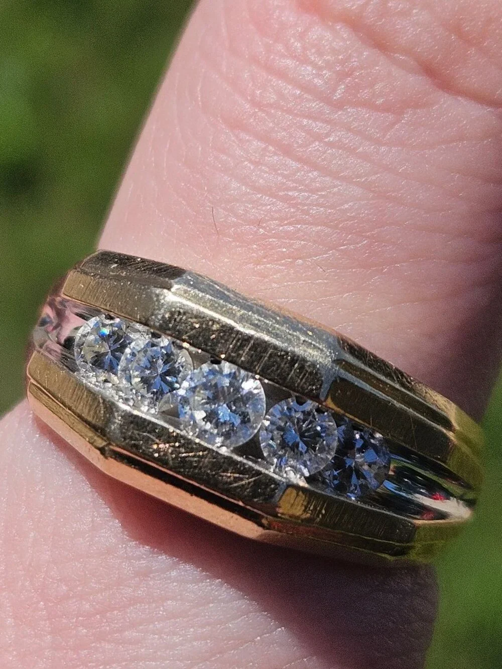 14K Yellow Gold Channel Set Diamond Men's Wide Band Ring 10mm 1.00TCW Size 11
